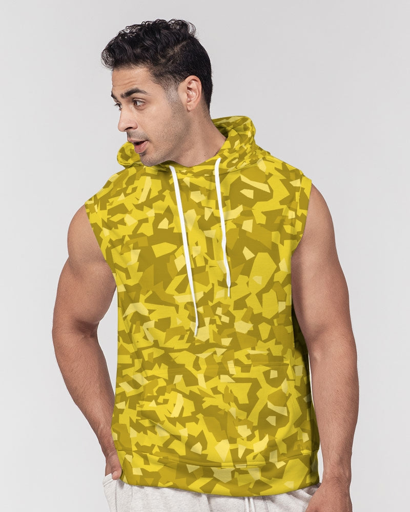 AV Yellow Camo Men's Premium Heavyweight Sleeveless Hoodie