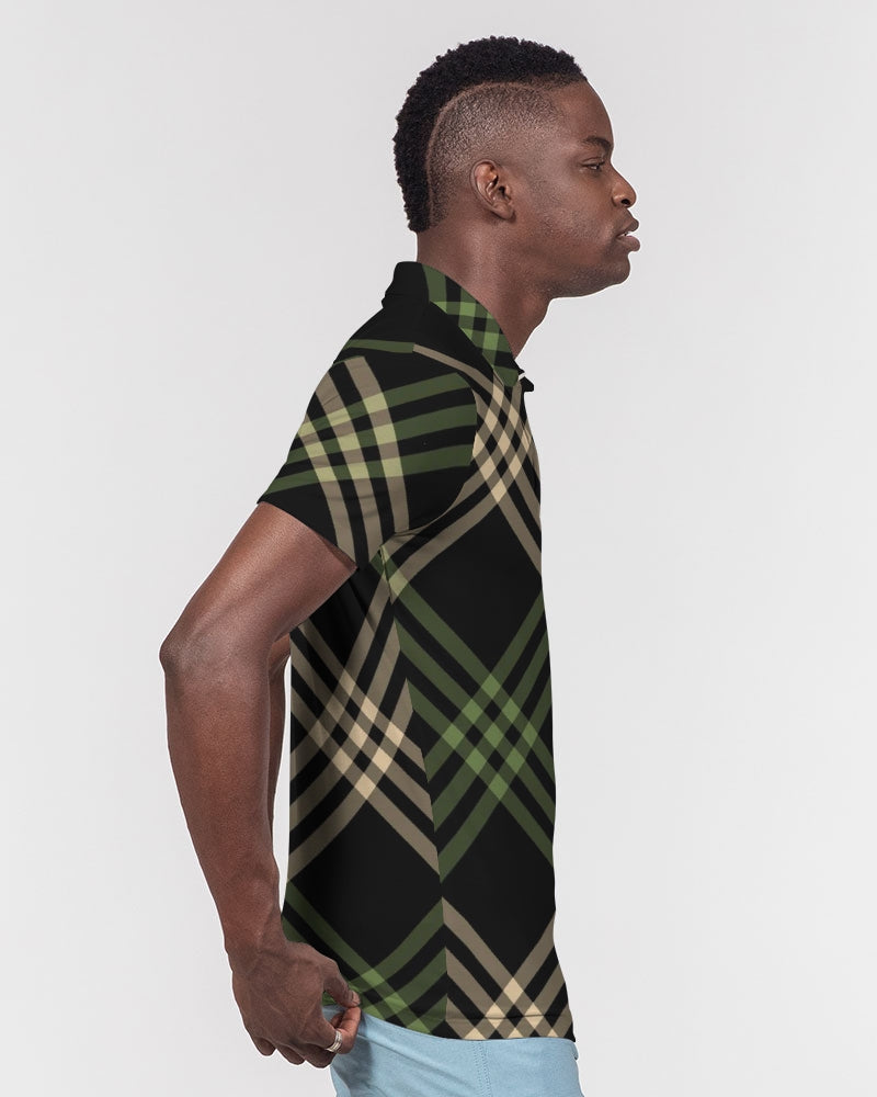 Smooth Plaid Men's Slim Fit Short Sleeve Polo