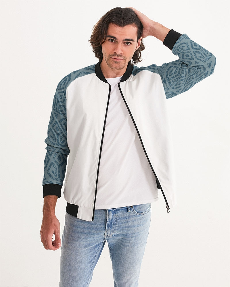 Men's Teal Tribal Cloth Bomber Jacket — bold all-over print by AmbiVirile, view 5