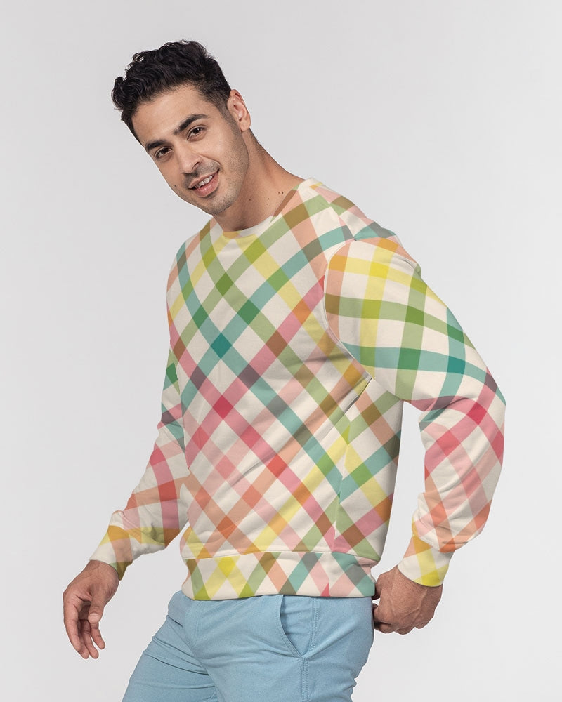 Pretty Plaid Men's Classic French Terry Crewneck Pullover