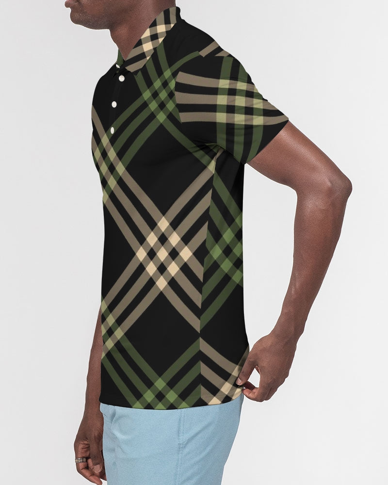 Smooth Plaid Men's Slim Fit Short Sleeve Polo