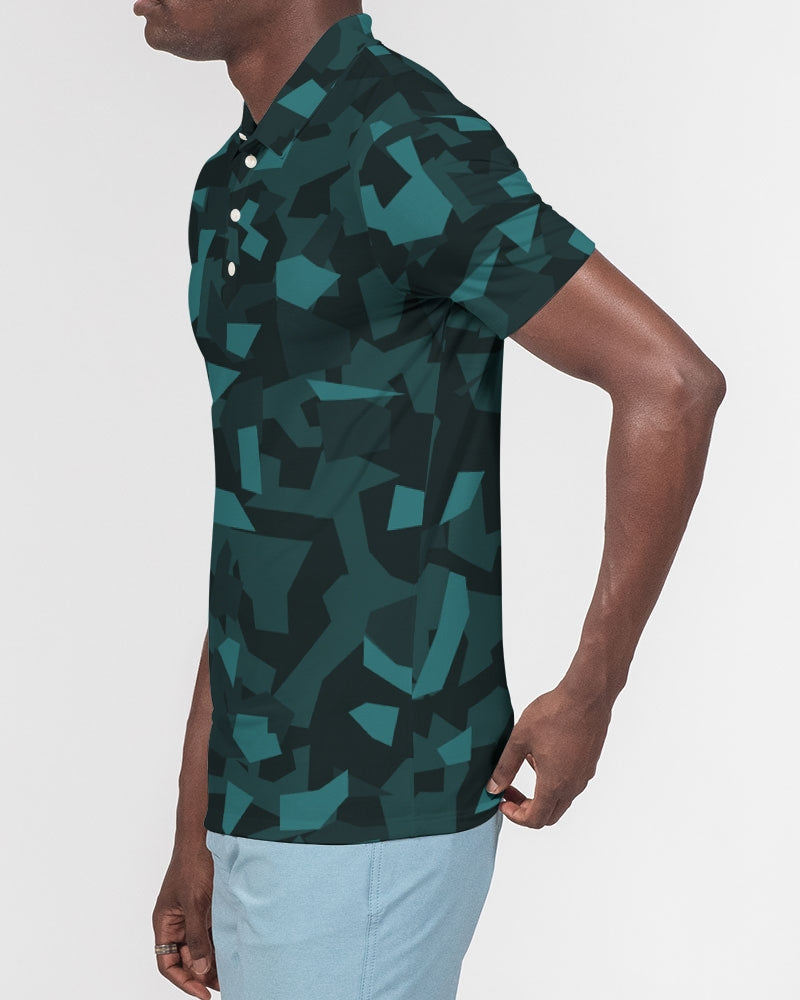 AV Teal Camo Men's Slim Fit Short Sleeve Polo