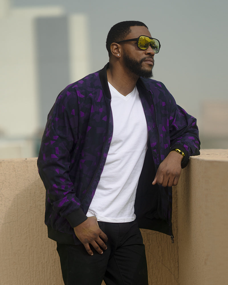 AV Purple Camo Men's Bomber Jacket