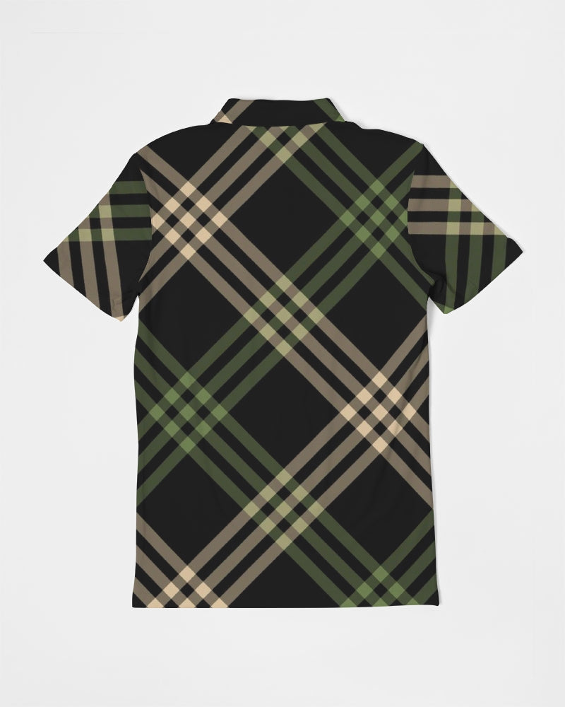 Smooth Plaid Men's Slim Fit Short Sleeve Polo