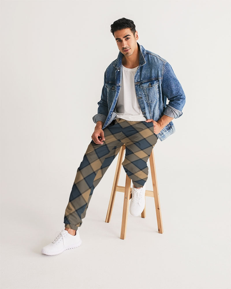 Dark Teal Plaid Men's Track Pants