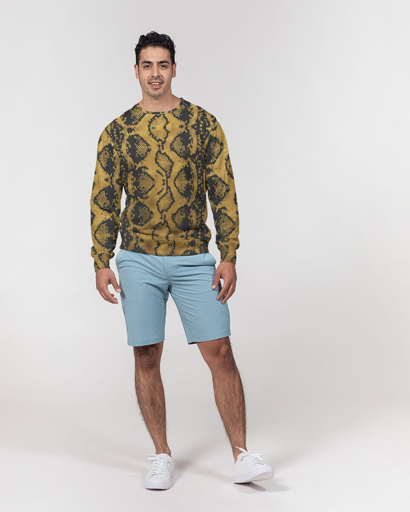 Gold Snakeskin Men's Classic French Terry Crewneck Pullover