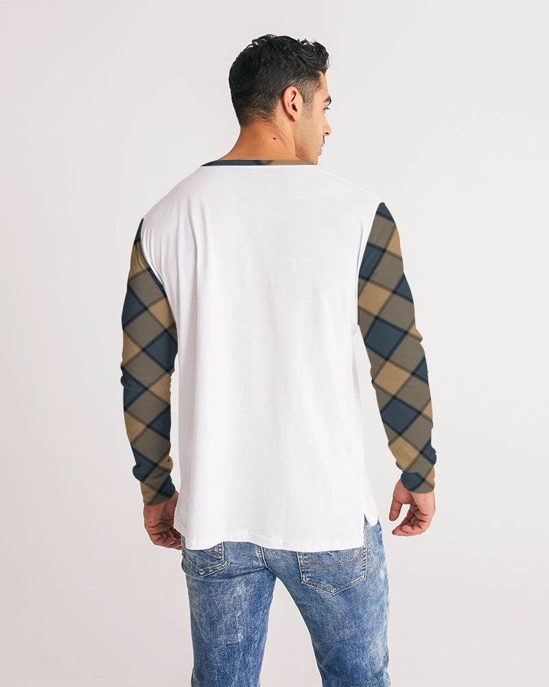 Dark Teal Plaid Men's Long Sleeve Tee