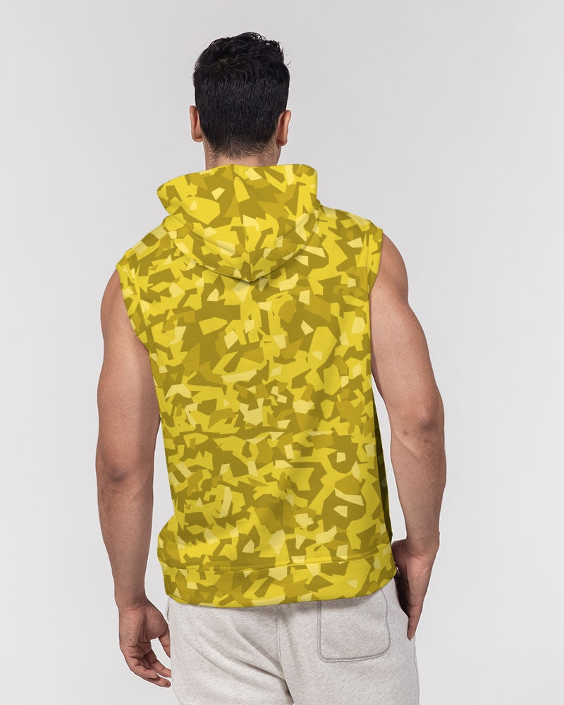 AV Yellow Camo Men's Premium Heavyweight Sleeveless Hoodie