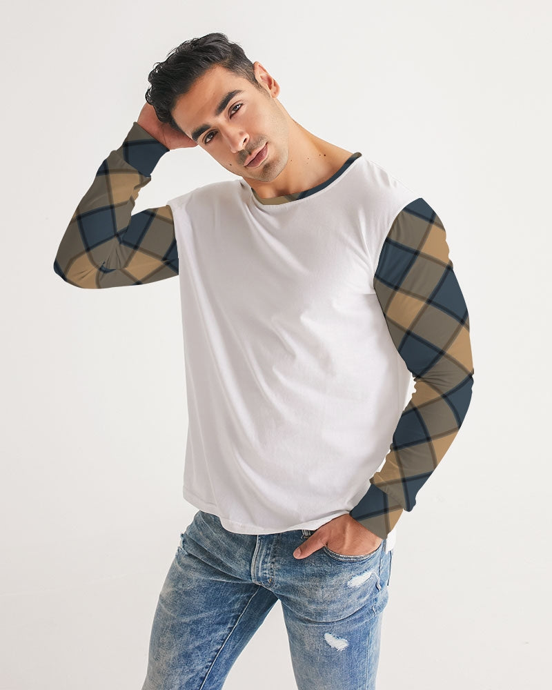 Dark Teal Plaid Men's Long Sleeve Tee