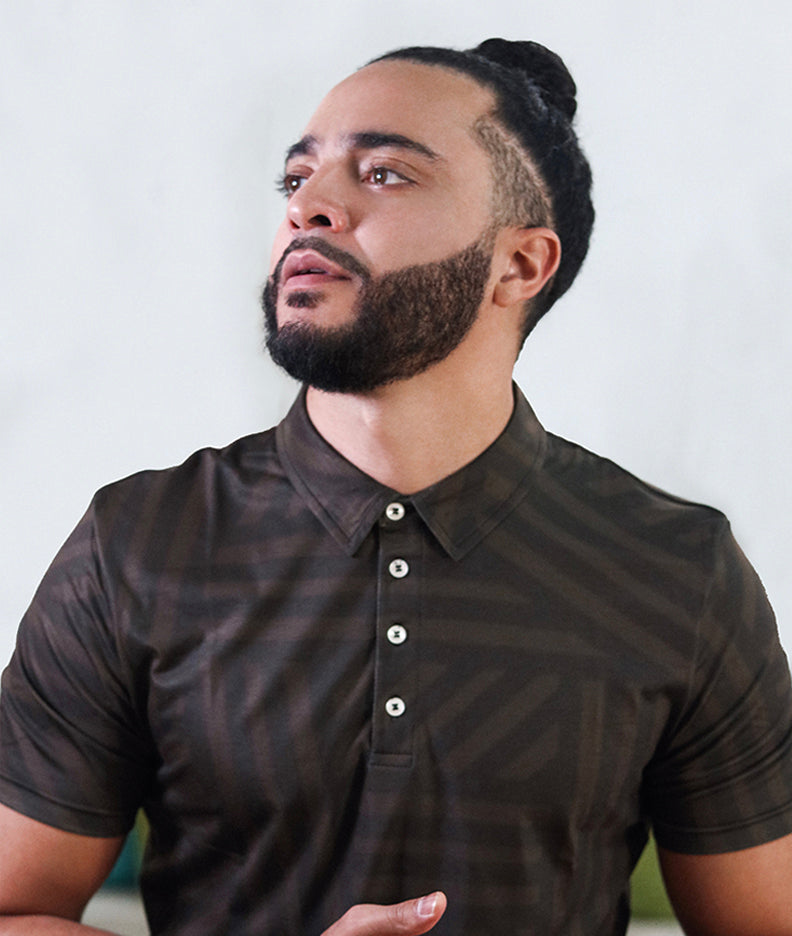 Brown Weave Slim Fit Polo