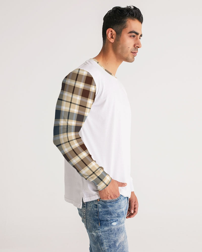 Classic Plaid Brown Men's Long Sleeve Tee