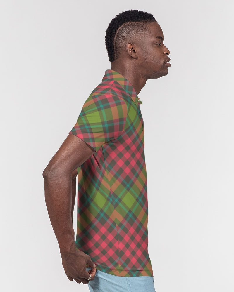 Merry Plaid Men's Slim Fit Short Sleeve Polo