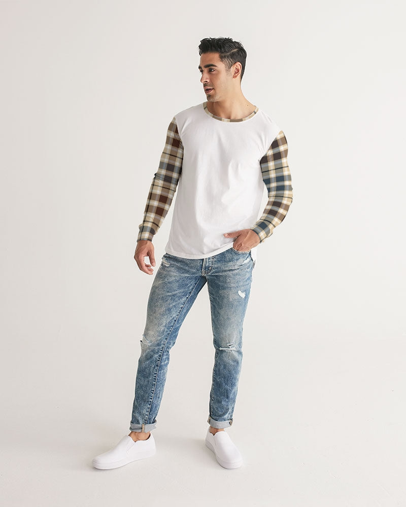 Classic Plaid Brown Men's Long Sleeve Tee