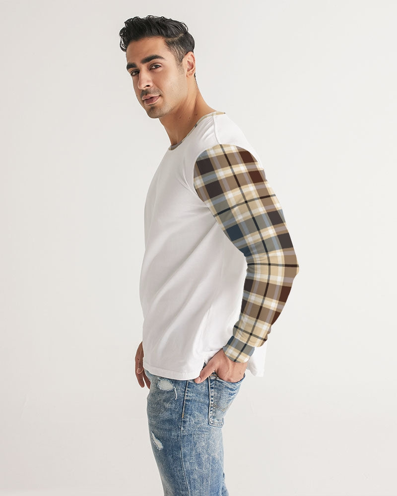 Classic Plaid Brown Men's Long Sleeve Tee