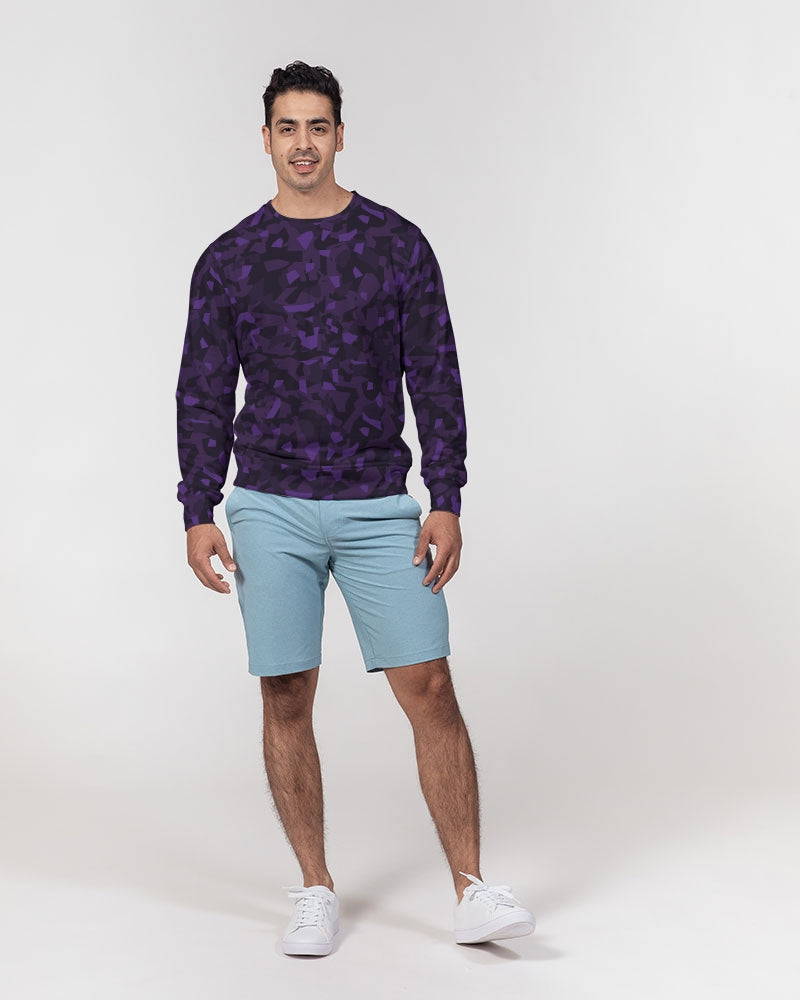 AV Purple Camo Men's Classic French Terry Crewneck Pullover