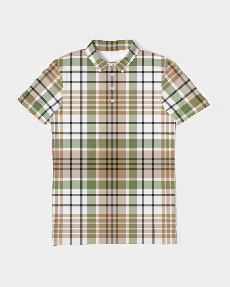 Autumn Plaid Men's Slim Fit Short Sleeve Polo