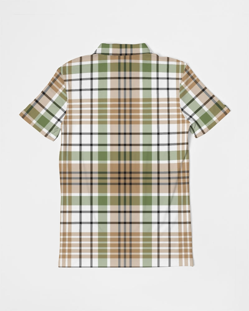 Autumn Plaid Men's Slim Fit Short Sleeve Polo