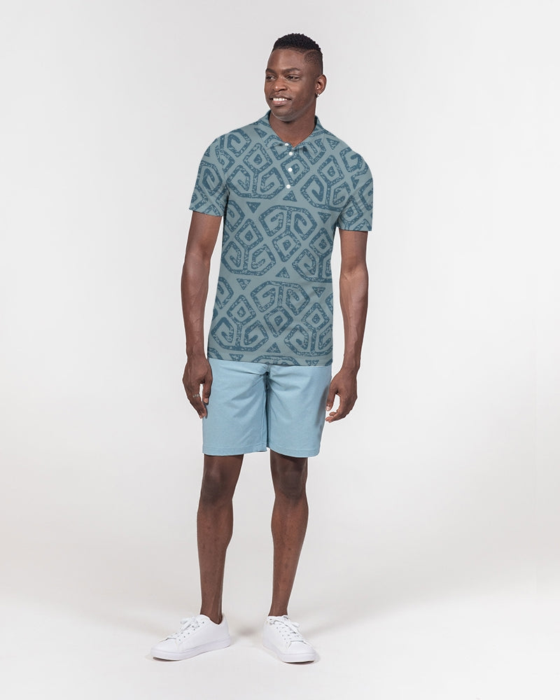 Teal Tribal Cloth Men's Slim Fit Short Sleeve Polo