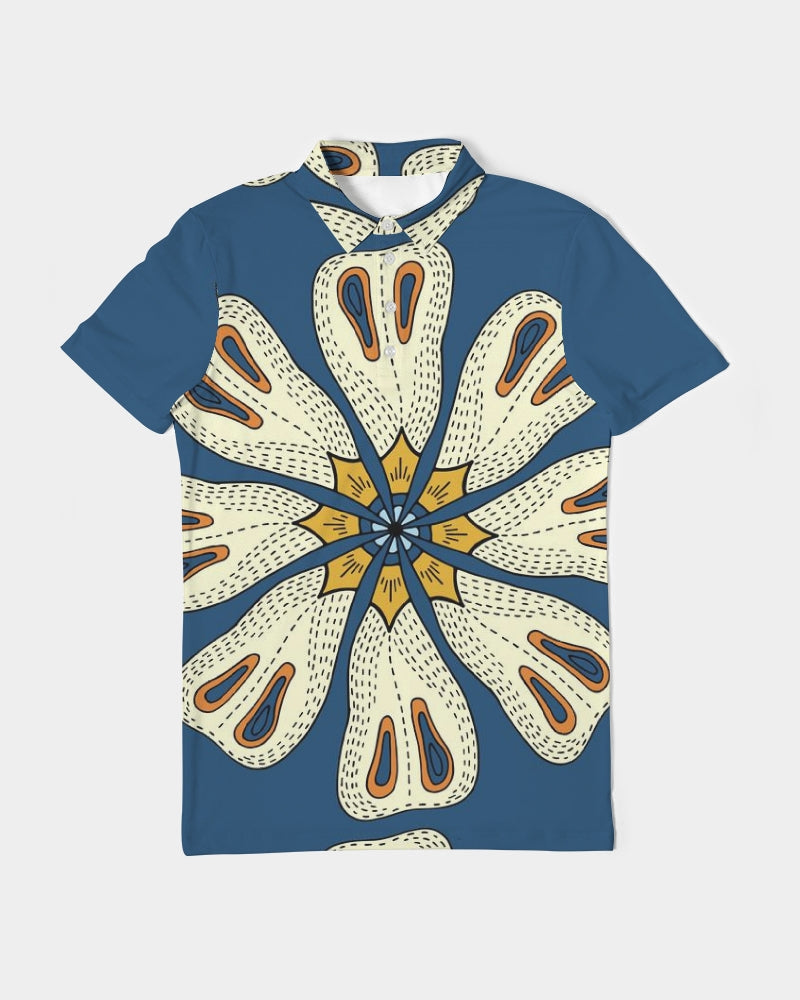 Tribal Flower Men's Slim Fit Short Sleeve Polo