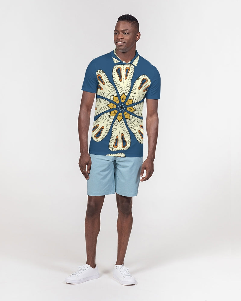 Tribal Flower Men's Slim Fit Short Sleeve Polo