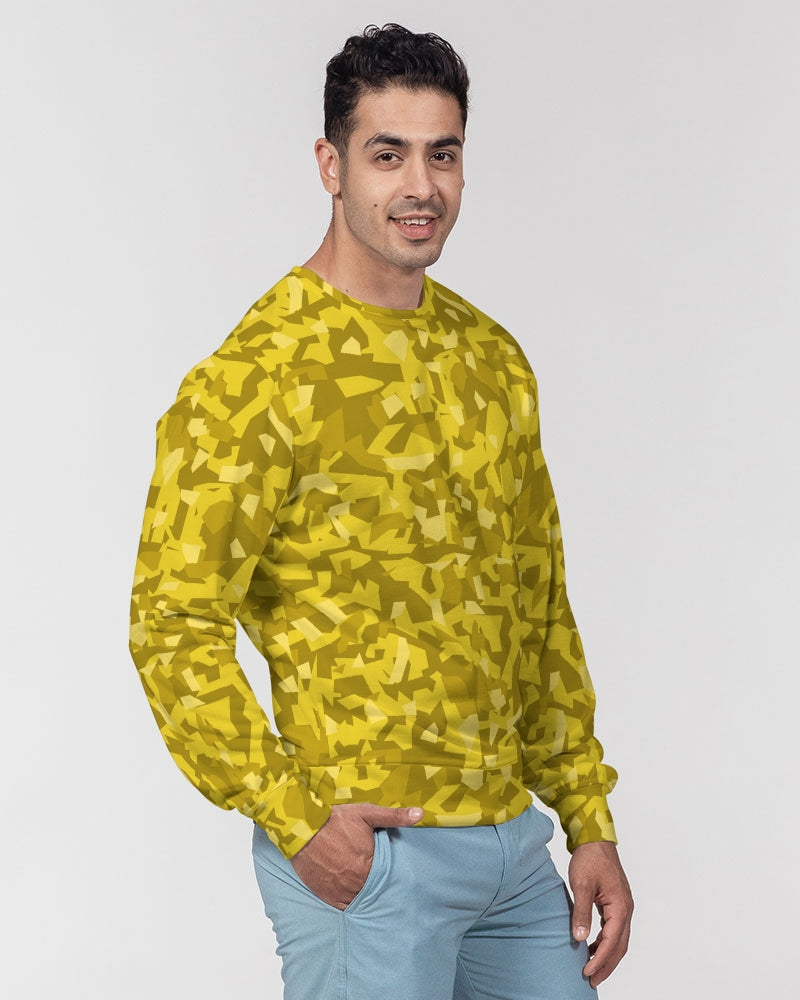 AV Yellow Camo Men's Classic French Terry Crewneck Pullover