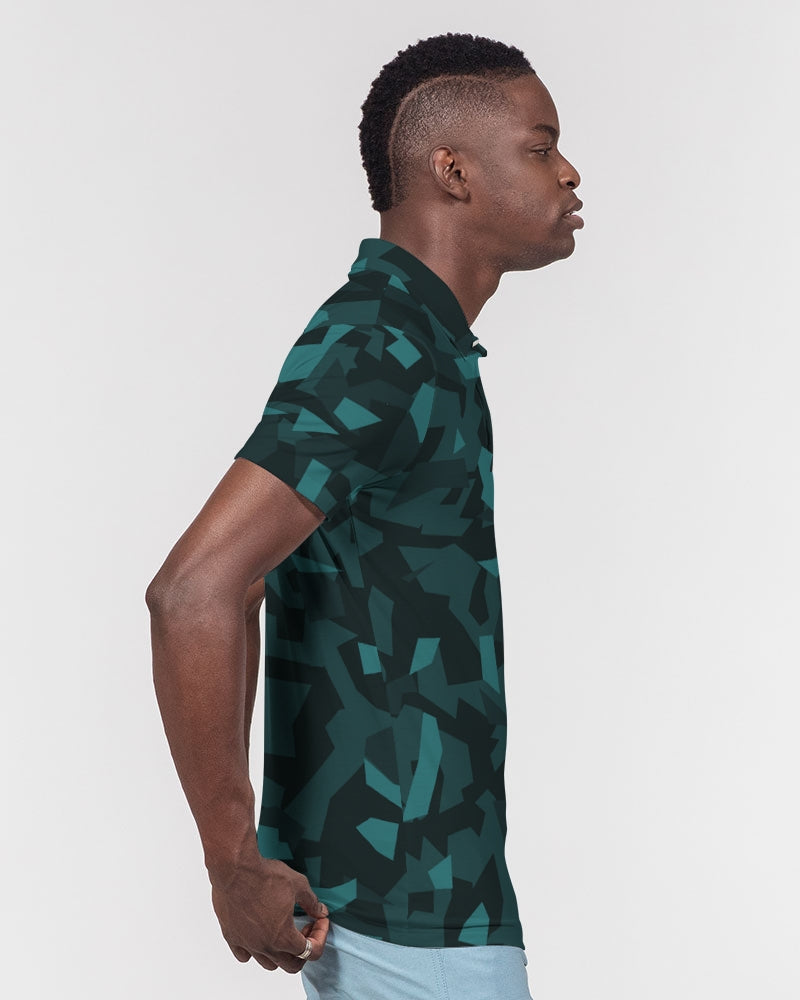 AV Teal Camo Men's Slim Fit Short Sleeve Polo