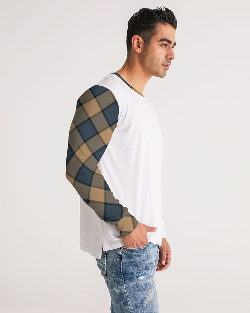 Dark Teal Plaid Men's Long Sleeve Tee