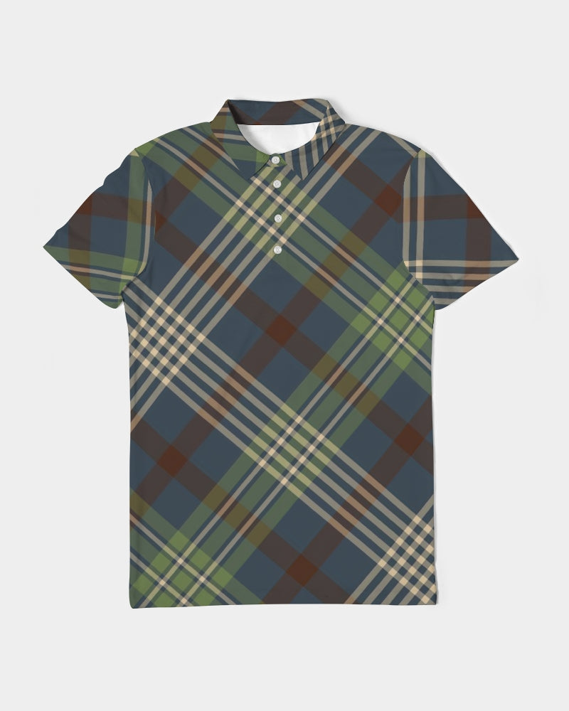 Winter Plaid Men's Slim Fit Short Sleeve Polo