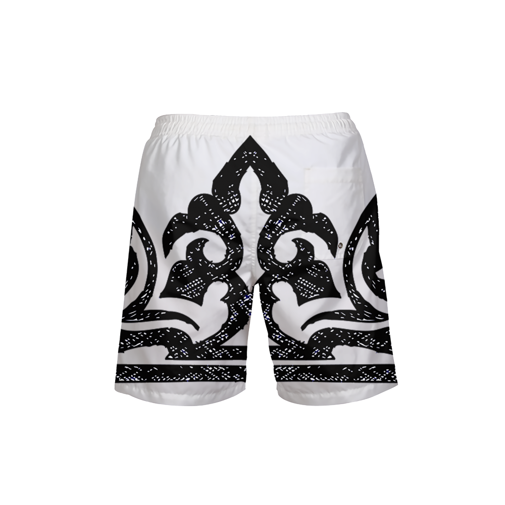 Men's Crown Swim Trunks — bold all-over print by AmbiVirile, side view