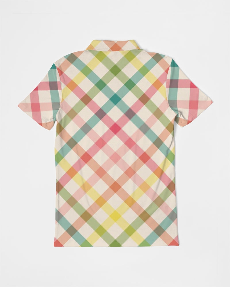 Pretty Plaid Men's Slim Fit Short Sleeve Polo