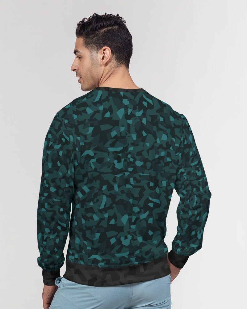 AV Teal Camo Men's Classic French Terry Crewneck Pullover