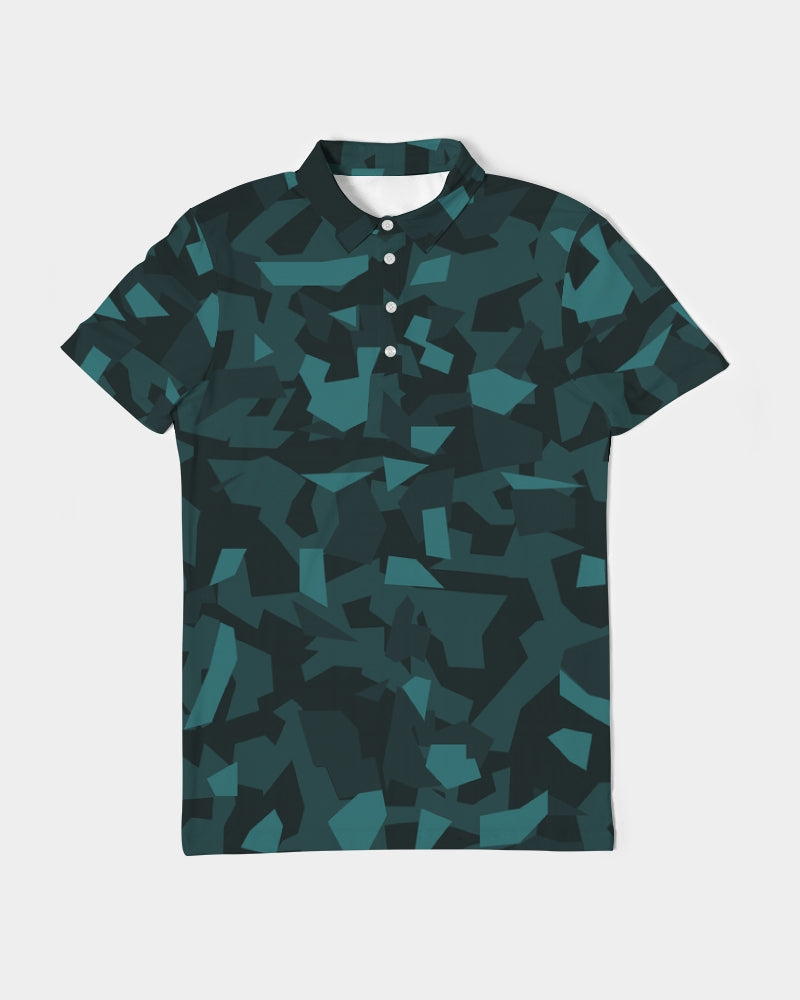 AV Teal Camo Men's Slim Fit Short Sleeve Polo