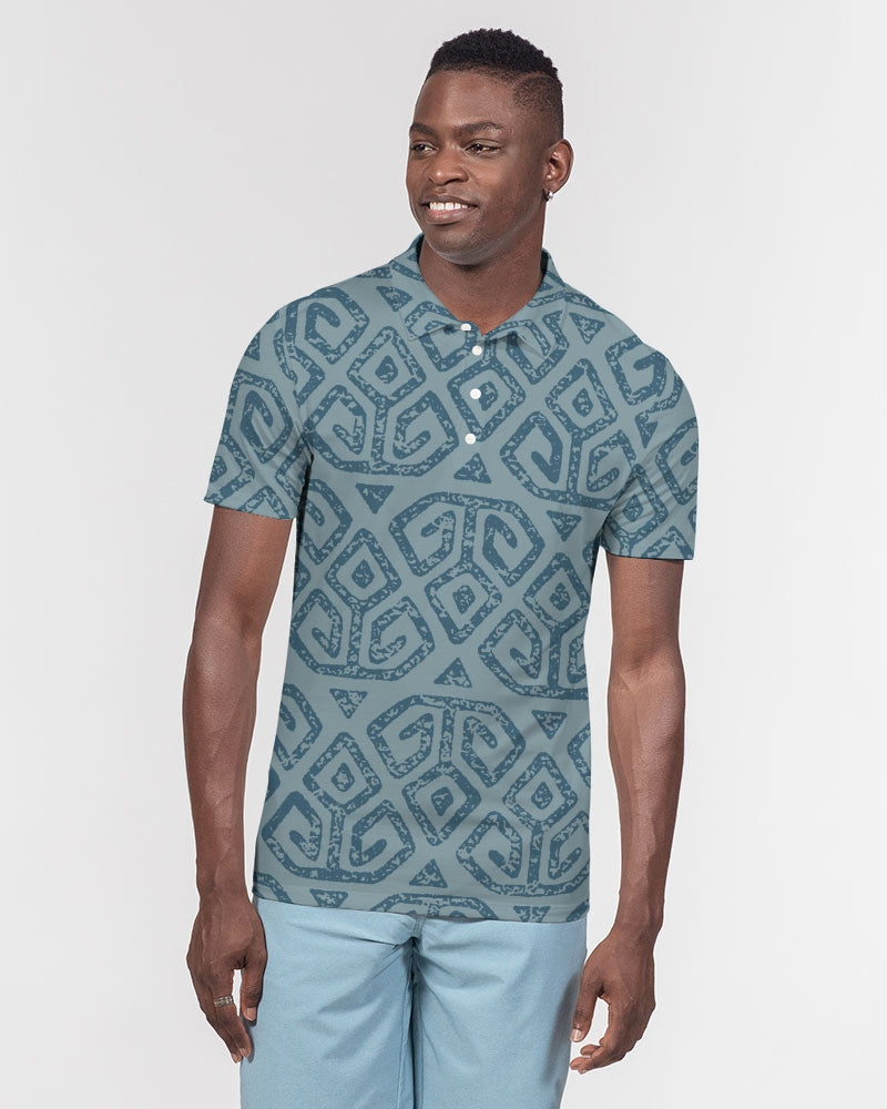 Teal Tribal Cloth Men's Slim Fit Short Sleeve Polo