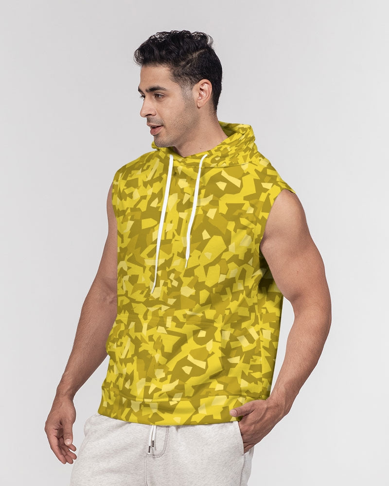 AV Yellow Camo Men's Premium Heavyweight Sleeveless Hoodie