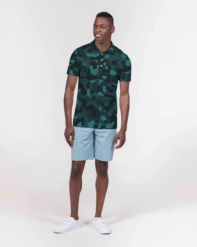 AV Teal Camo Men's Slim Fit Short Sleeve Polo