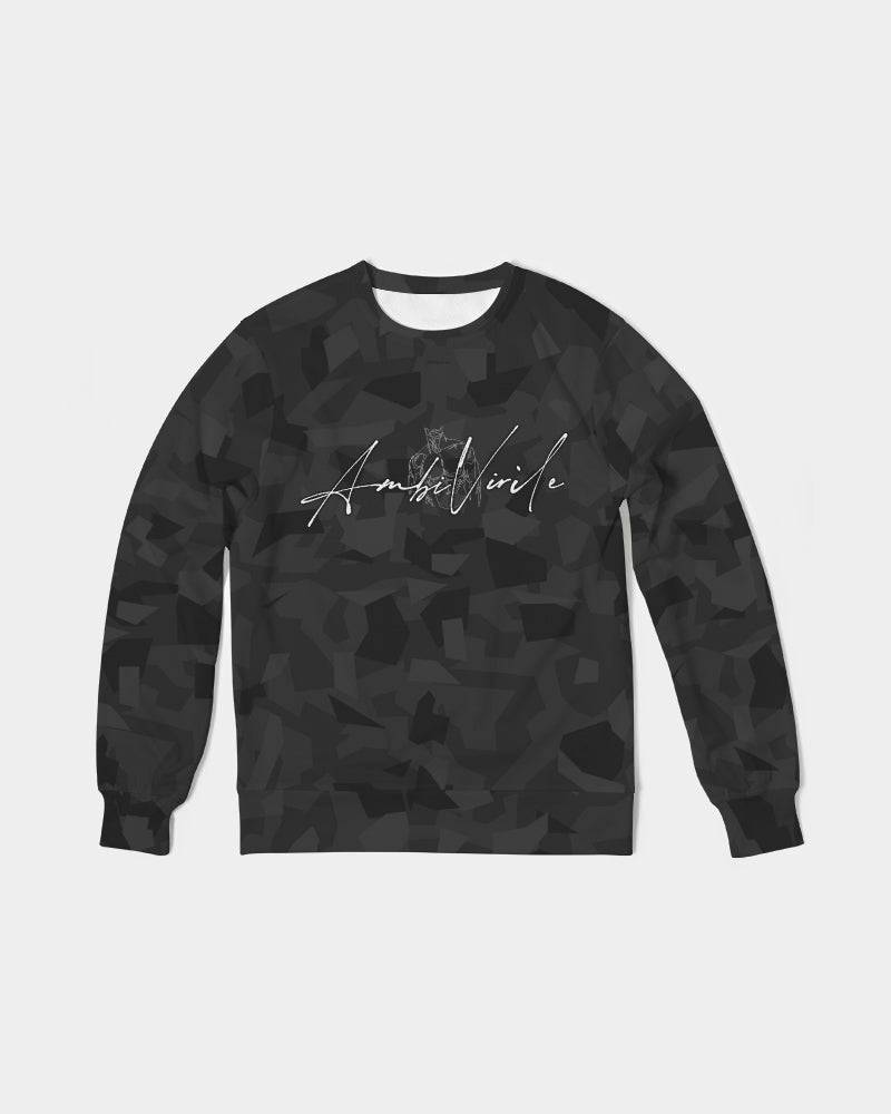 AV Black Camo Men's Classic French Terry Crewneck Pullover