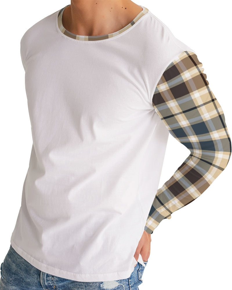 Classic Plaid Brown Men's Long Sleeve Tee