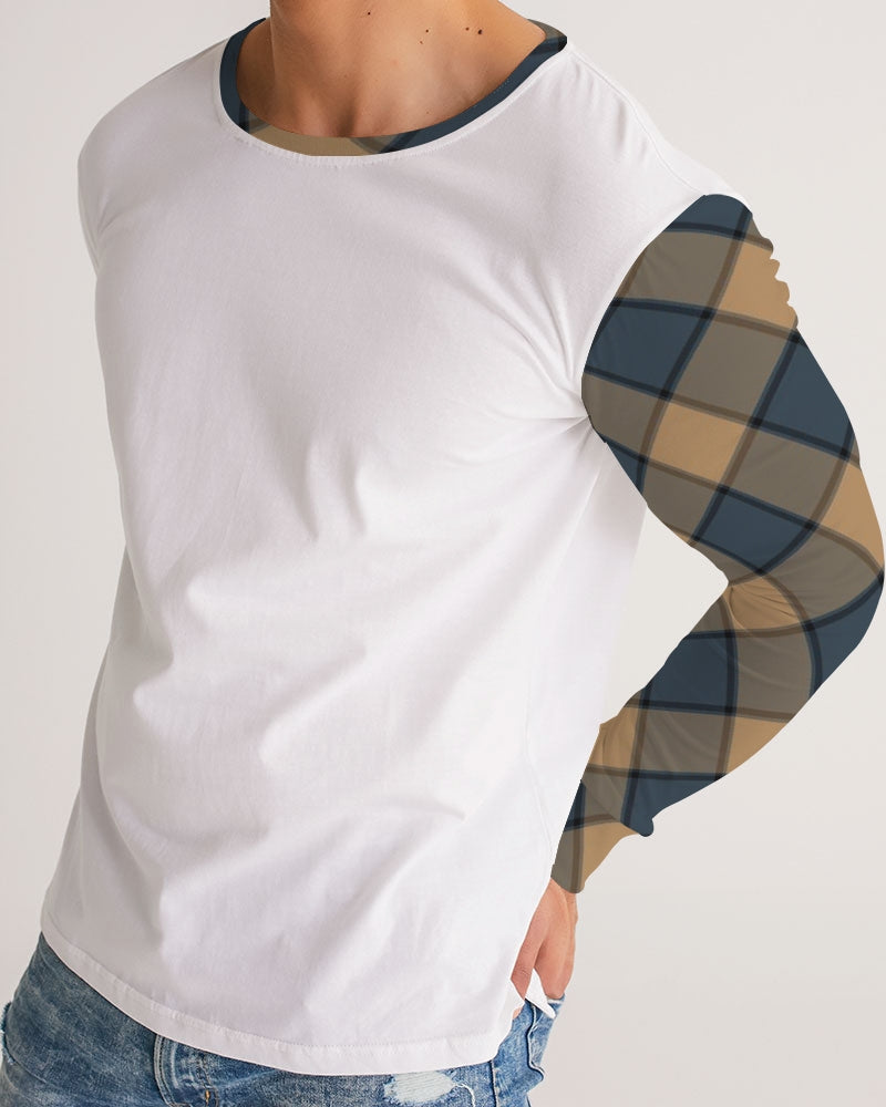 Dark Teal Plaid Men's Long Sleeve Tee