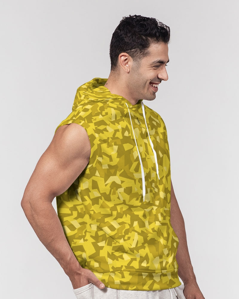 AV Yellow Camo Men's Premium Heavyweight Sleeveless Hoodie
