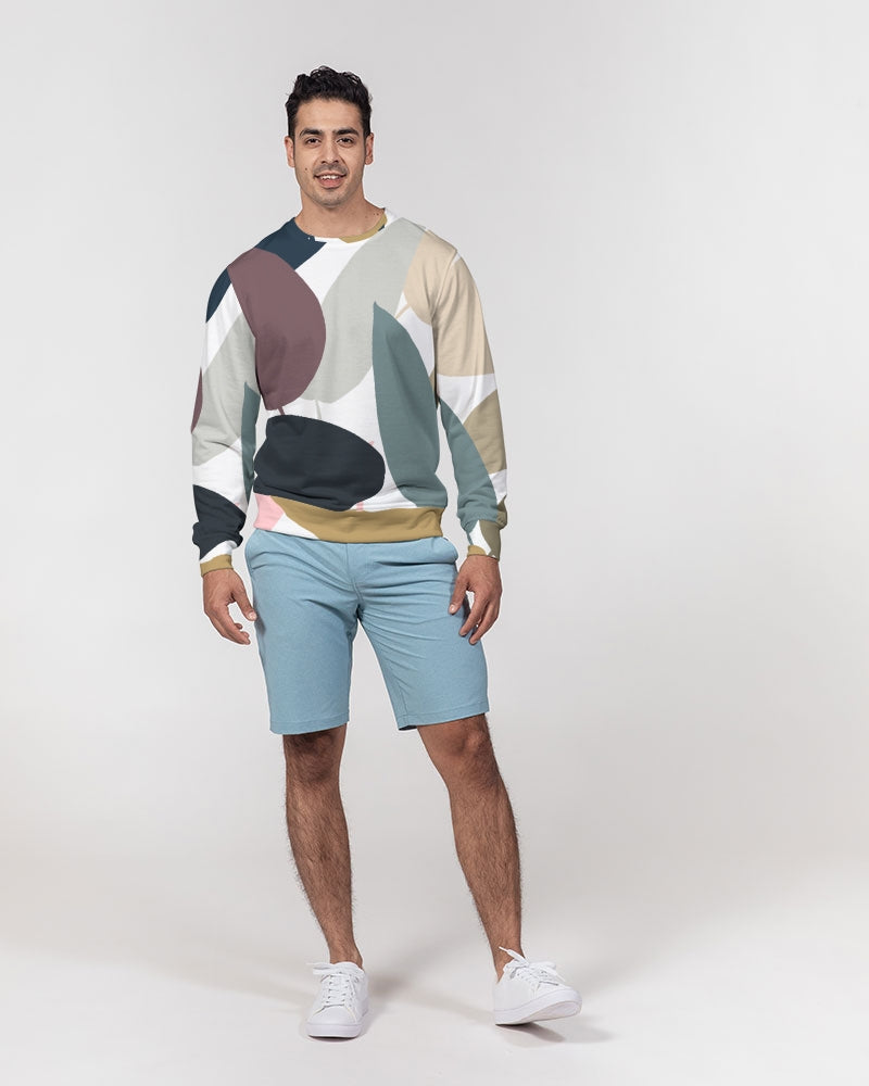 Geo Leaf Men's Classic French Terry Crewneck Pullover