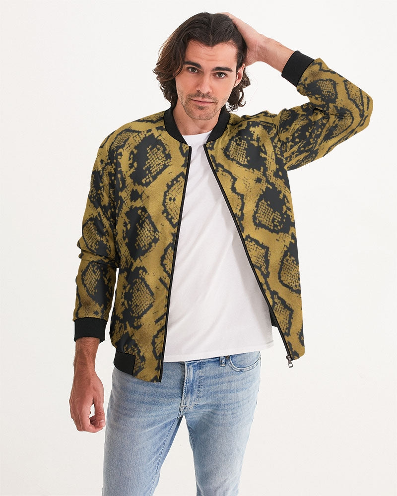 Gold Snakeskin Men's Bomber Jacket