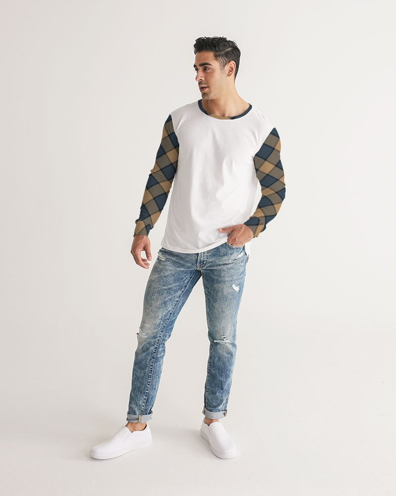 Dark Teal Plaid Men's Long Sleeve Tee