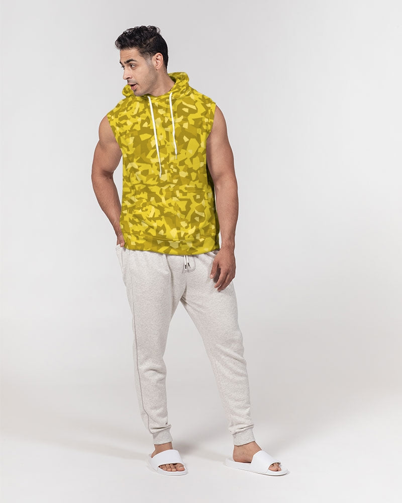 AV Yellow Camo Men's Premium Heavyweight Sleeveless Hoodie
