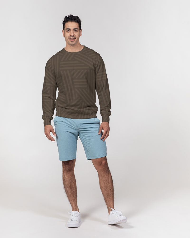 brown weave Men's Classic French Terry Crewneck Pullover