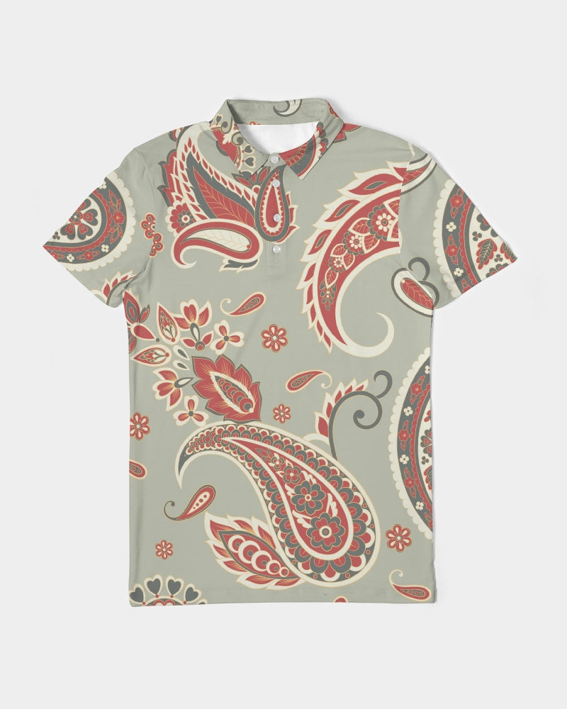Mint Paisley Men's Slim Fit Short Sleeve Polo