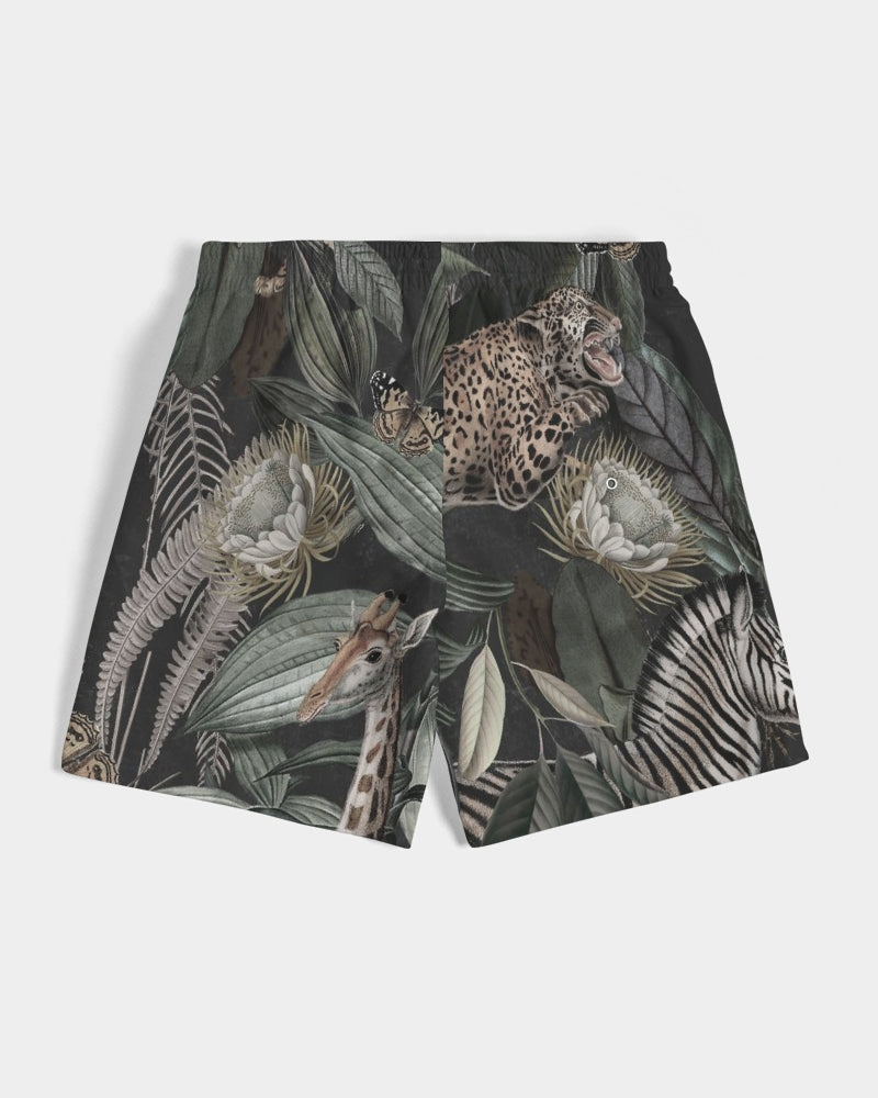 Men's Vintage Safari Swim Trunks — bold all-over print by AmbiVirile, detail view