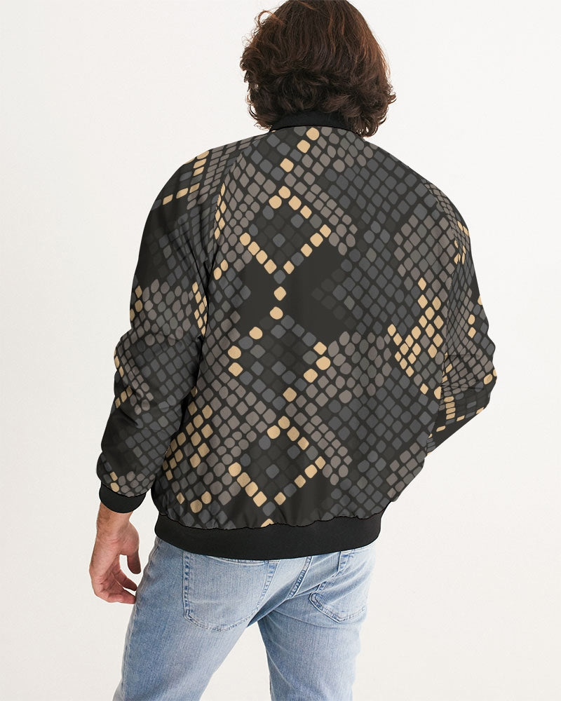 Men's Bohemian Skin Bomber Jacket — bold all-over print by AmbiVirile, detail view