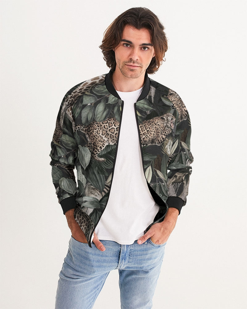 Men's Vintage Safari Bomber Jacket — bold all-over print by AmbiVirile, detail view