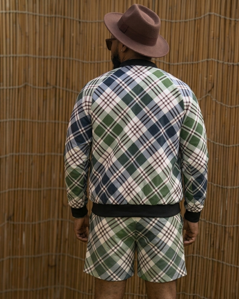 Men's Classic Plaid Bomber Jacket — bold all-over print by AmbiVirile, view 5