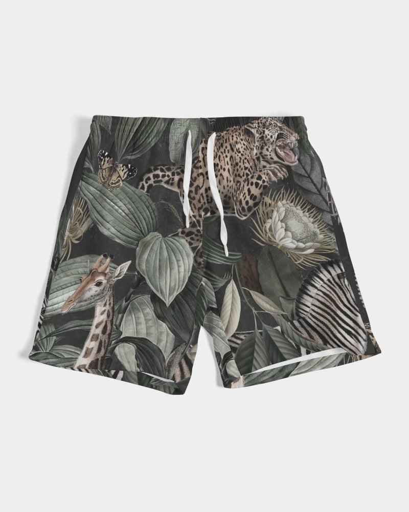 Men's Vintage Safari Swim Trunks — bold all-over print by AmbiVirile, front view